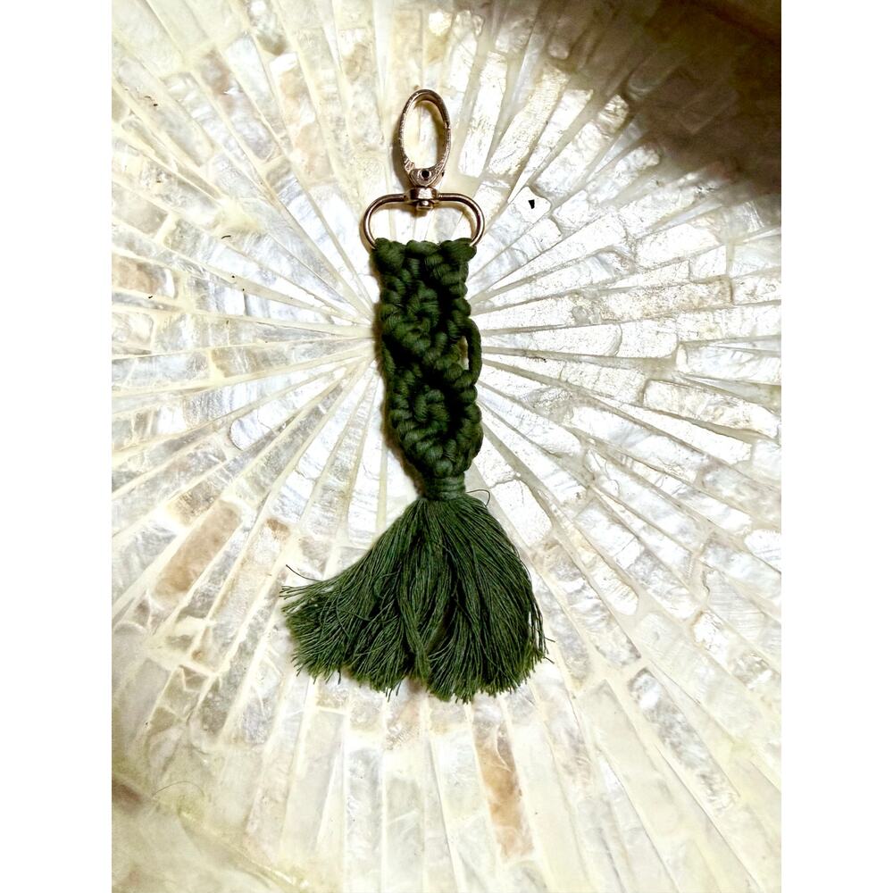 Cursed Forest Prince Purse Charm Boho Green Tassel Bag Charm Keychain